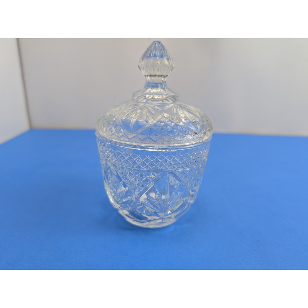 Vintage Anchor Hocking Wexford Diamond Pattern Clear Sugar Bowl With Lid EUC